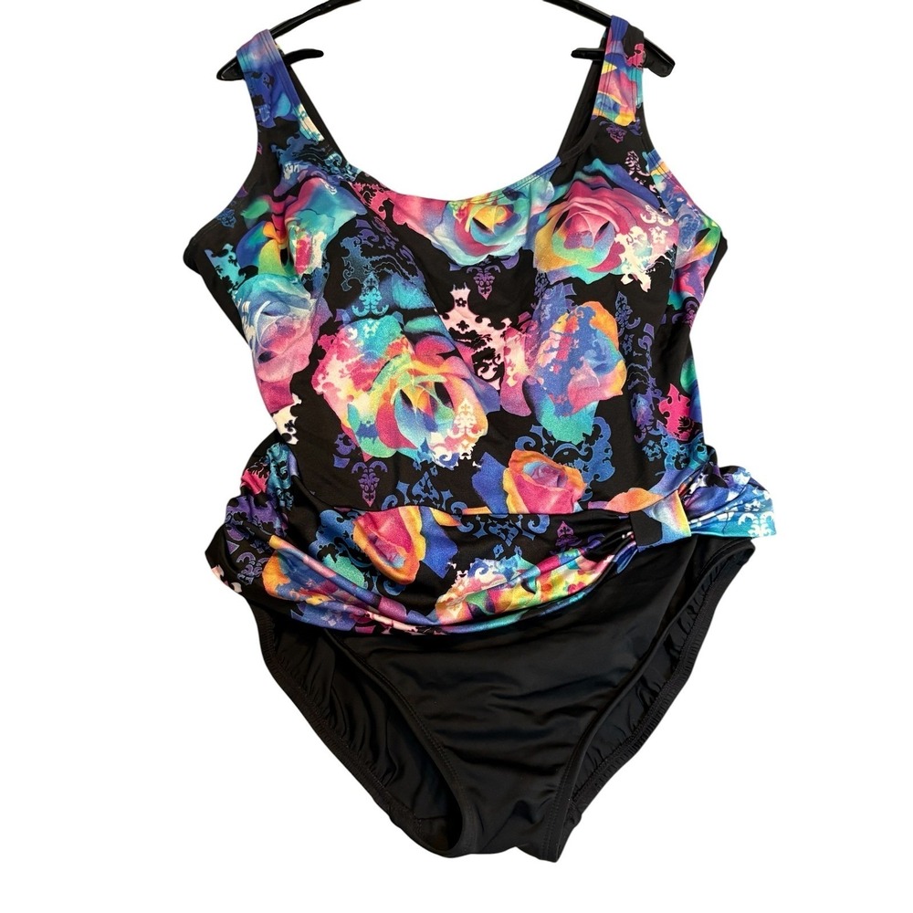 Great Lengths Swimsuit One Piece Womens Size 16 Multicolor Floral Padded Cup